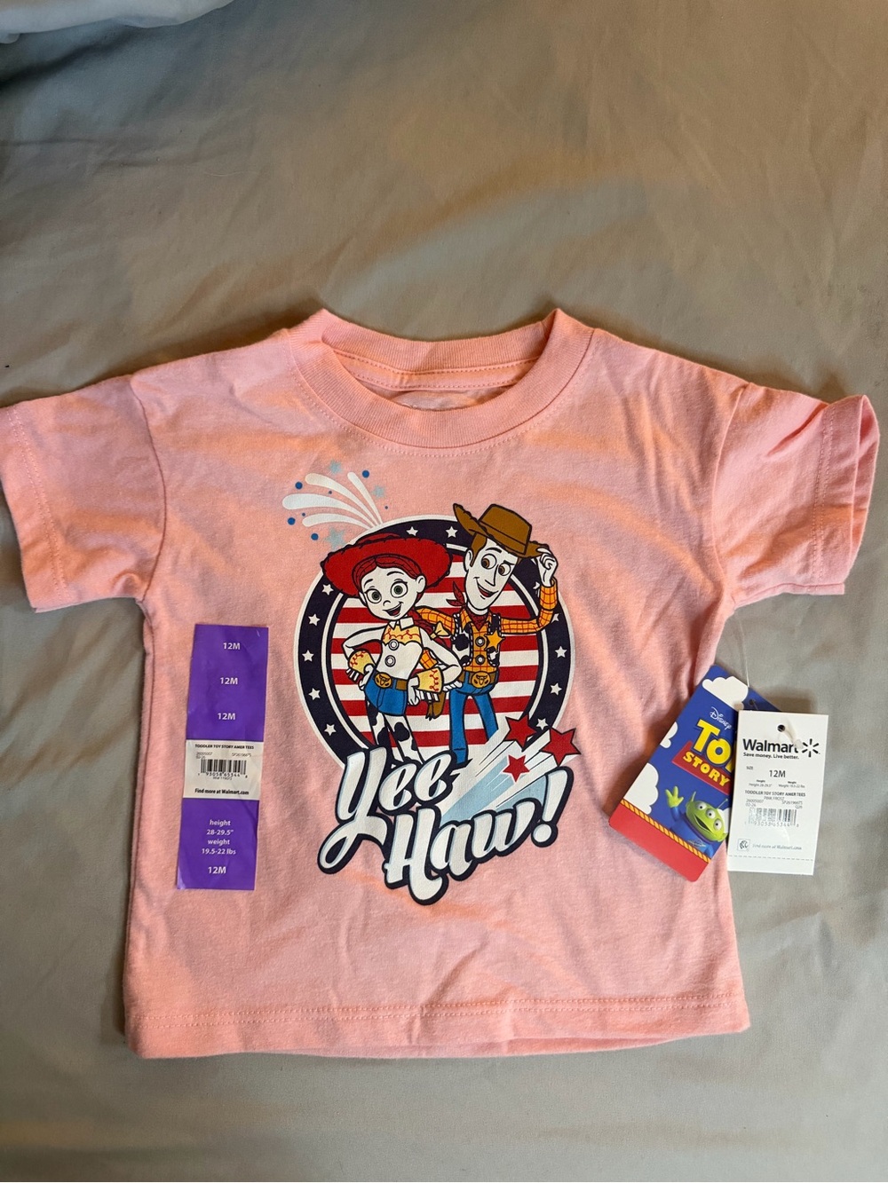 Disney Toy Story 'Yee Haw!' Pink toddler baby T‑Shirt 12m BNWT America theme